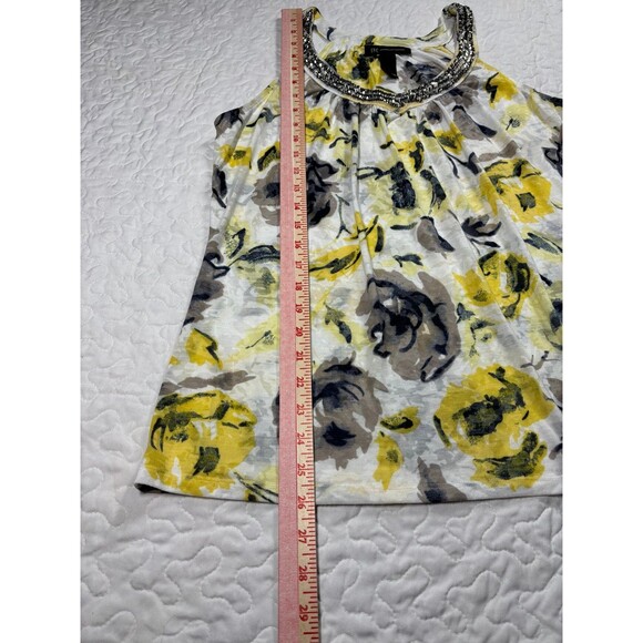 INC International Concepts Yellow Floral Studded Sleeveless  Blouse size large - Picture 2 of 4